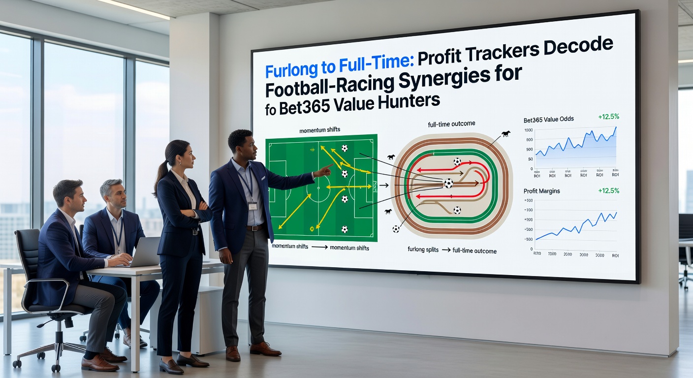 Profit tracker dashboard displaying intertwined football match stats and horse racing form charts for bet365 accumulator strategies