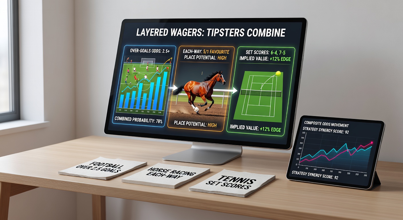 Close-up of Bet365 accumulator slip showing combined football over, horse each-way, and tennis set score legs with boosted odds