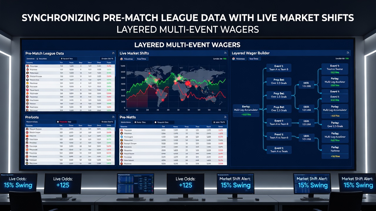 Screenshot of live dashboard displaying synchronized league stats and shifting accumulator odds