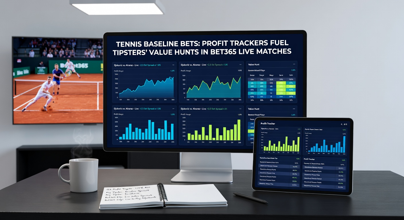 Close-up of a tennis profit tracker dashboard displaying live Bet365 odds shifts during a baseline-dominated WTA quarterfinal