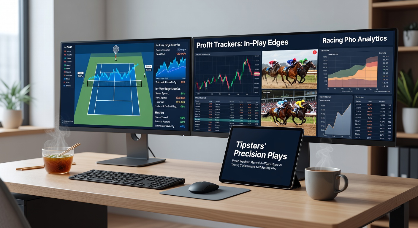 Close-up of horse racing photo finish analysis overlaid with tennis tiebreaker stats on a tipster's screen